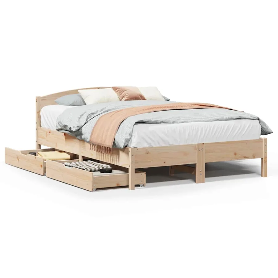 Cadre de lit sans matelas 160x200 cm bois massif de pin - 2