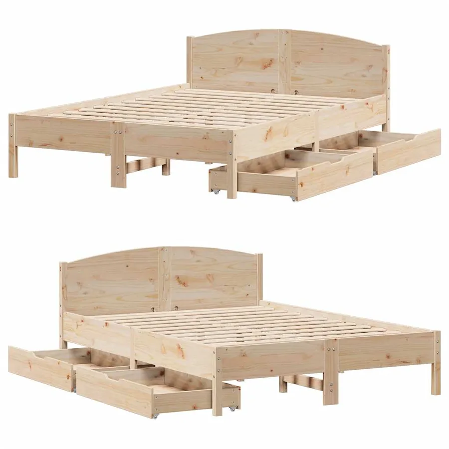 Cadre de lit sans matelas 160x200 cm bois massif de pin - 9