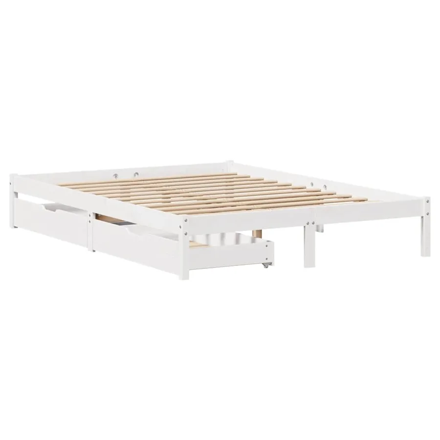 Cadre de lit sans matelas blanc 140x200 cm bois de pin massif - 3