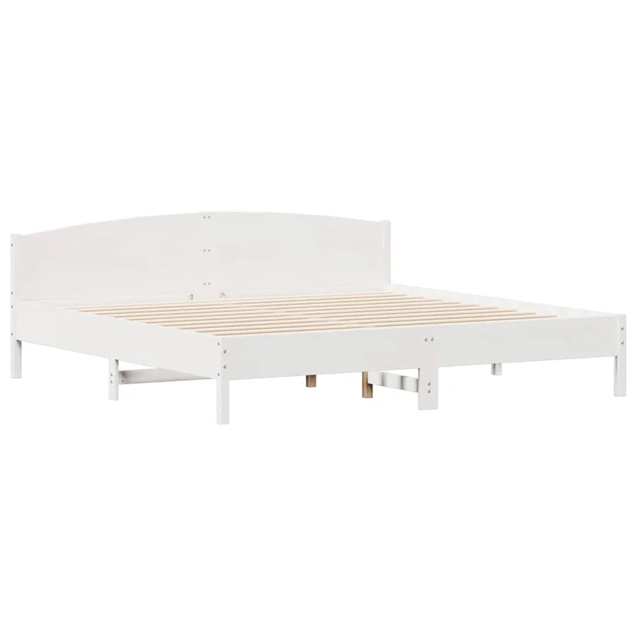 Cadre de lit sans matelas blanc 200x200 cm bois massif de pin - 5