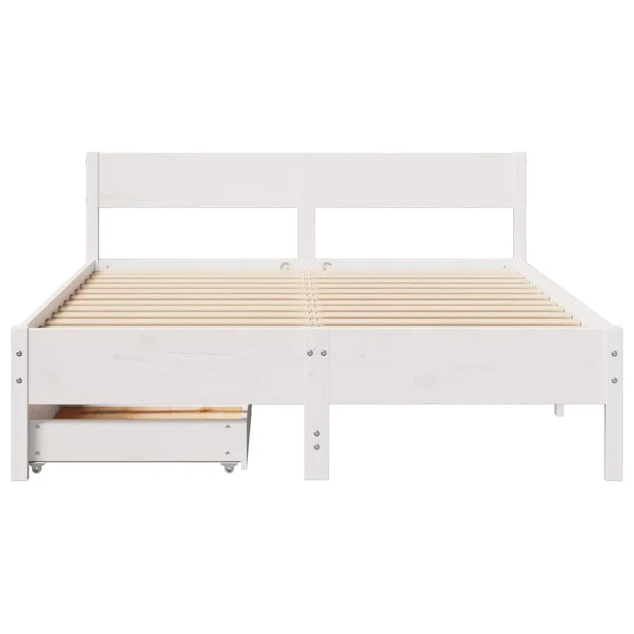 Cadre de lit sans matelas blanc 140x200 cm bois de pin massif - 4