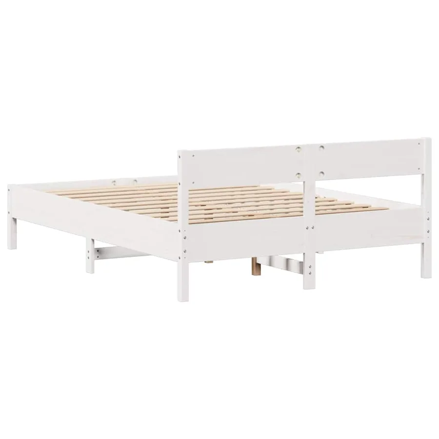 Cadre de lit sans matelas blanc 140x200 cm bois de pin massif - 8