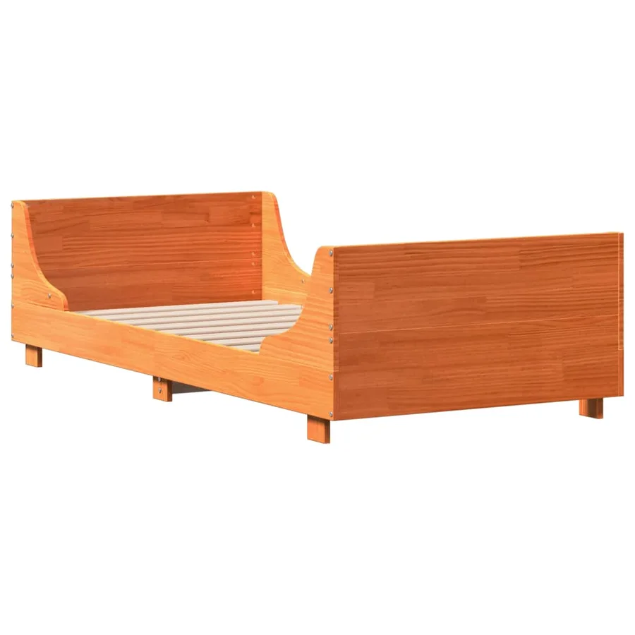 Cadre de lit sans matelas cire marron 90x190 cm bois pin massif - 3