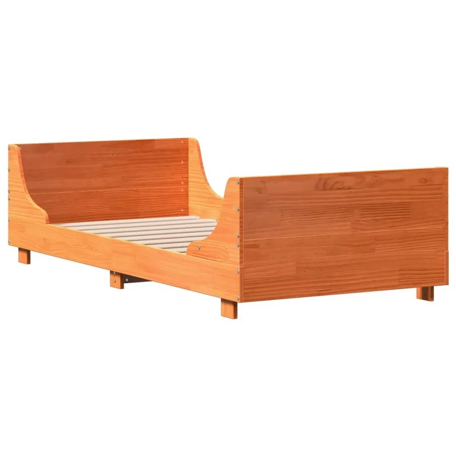 Cadre de lit sans matelas cire marron 90x190 cm bois pin massif - 6