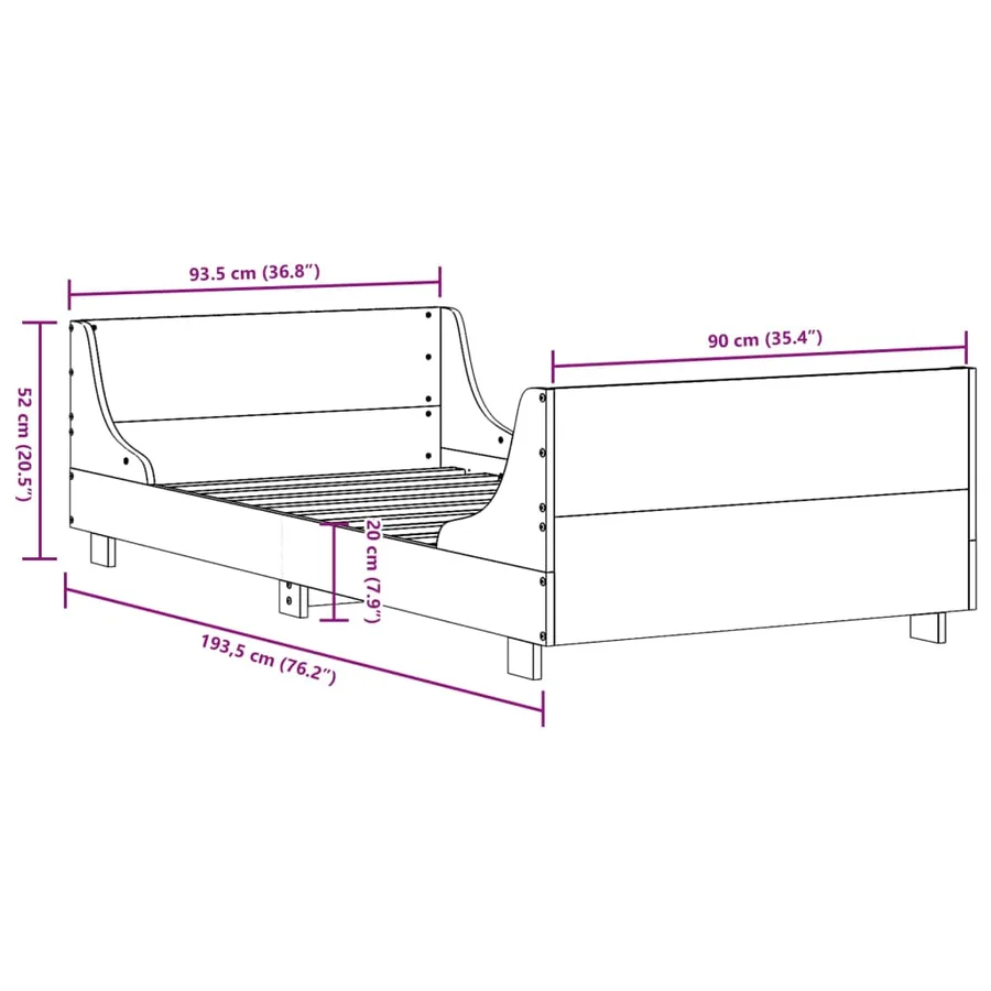 Cadre de lit sans matelas cire marron 90x190 cm bois pin massif - 9