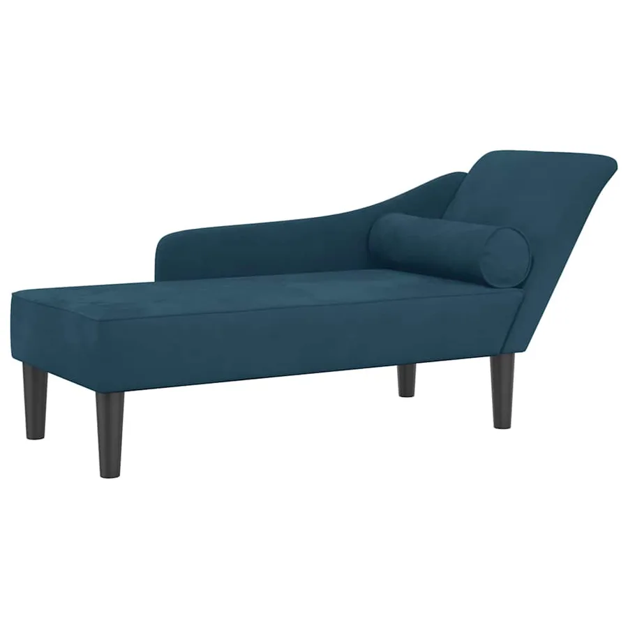 Chaise longue avec coussins bleu velours - 2