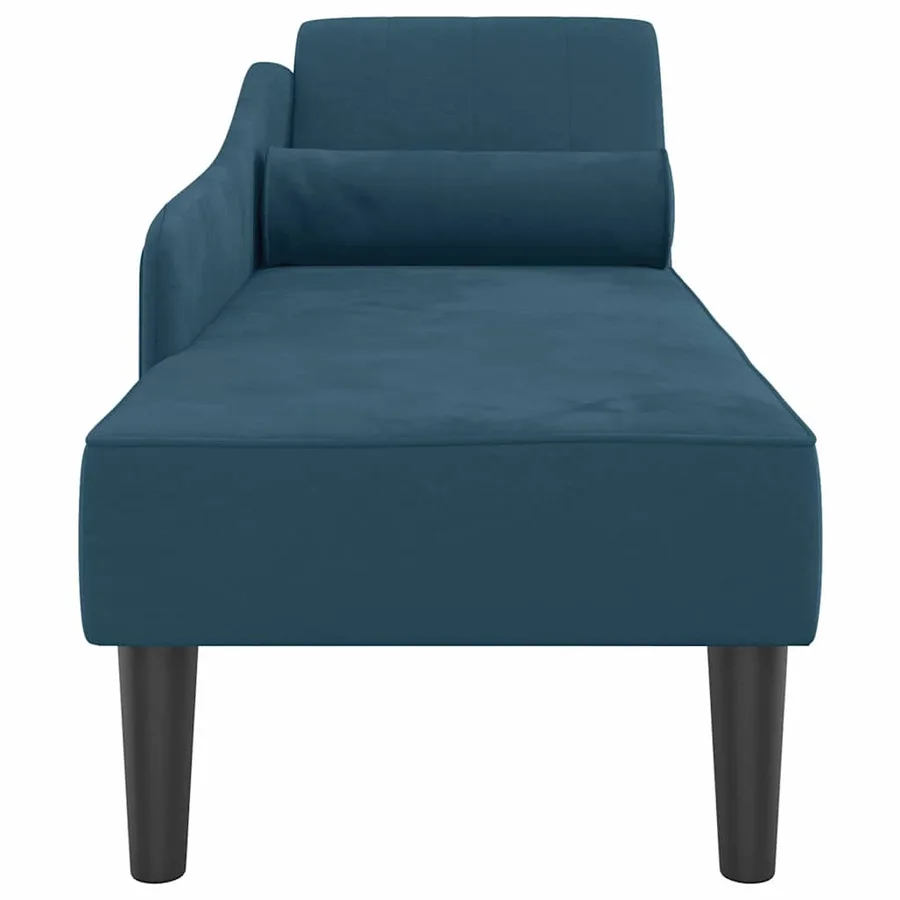 Chaise longue avec coussins bleu velours - 4