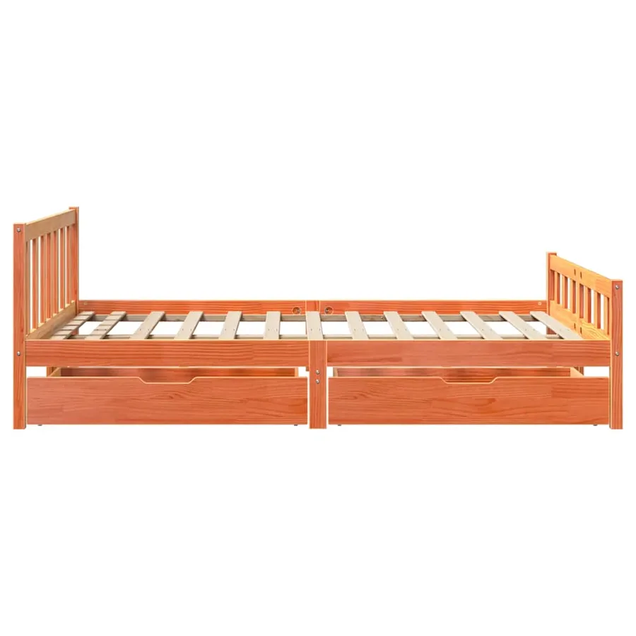 Cadre de lit sans matelas cire marron 150x200cm bois pin massif - 5