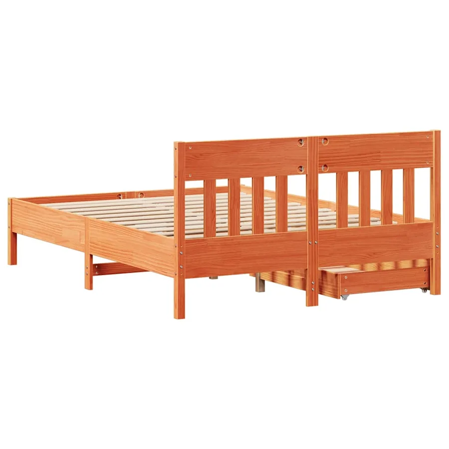 Cadre de lit sans matelas cire marron 140x200cm bois pin massif - 8