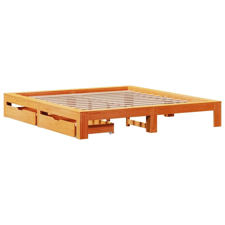 Cadre de lit sans matelas cire marron 180x200cm bois pin massif - 3