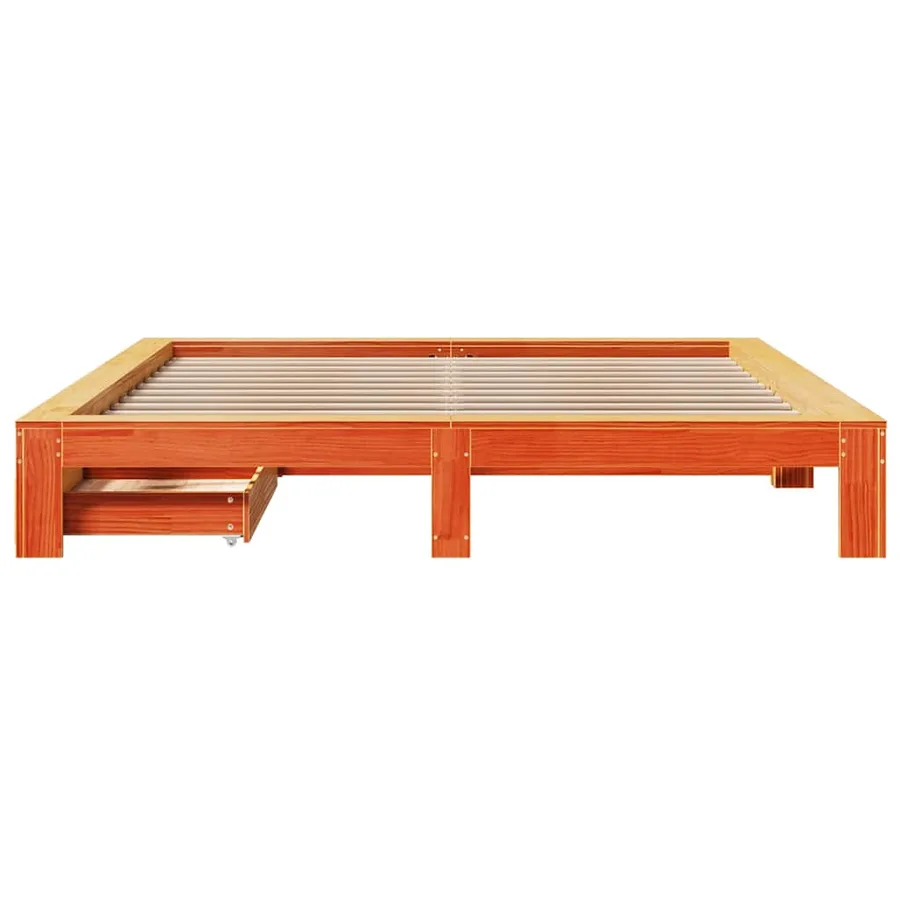 Cadre de lit sans matelas cire marron 180x200cm bois pin massif - 4
