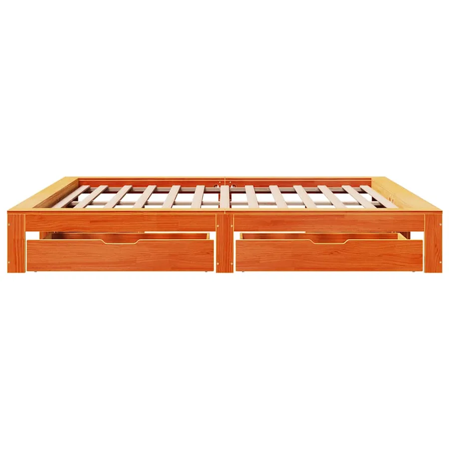 Cadre de lit sans matelas cire marron 180x200cm bois pin massif - 7