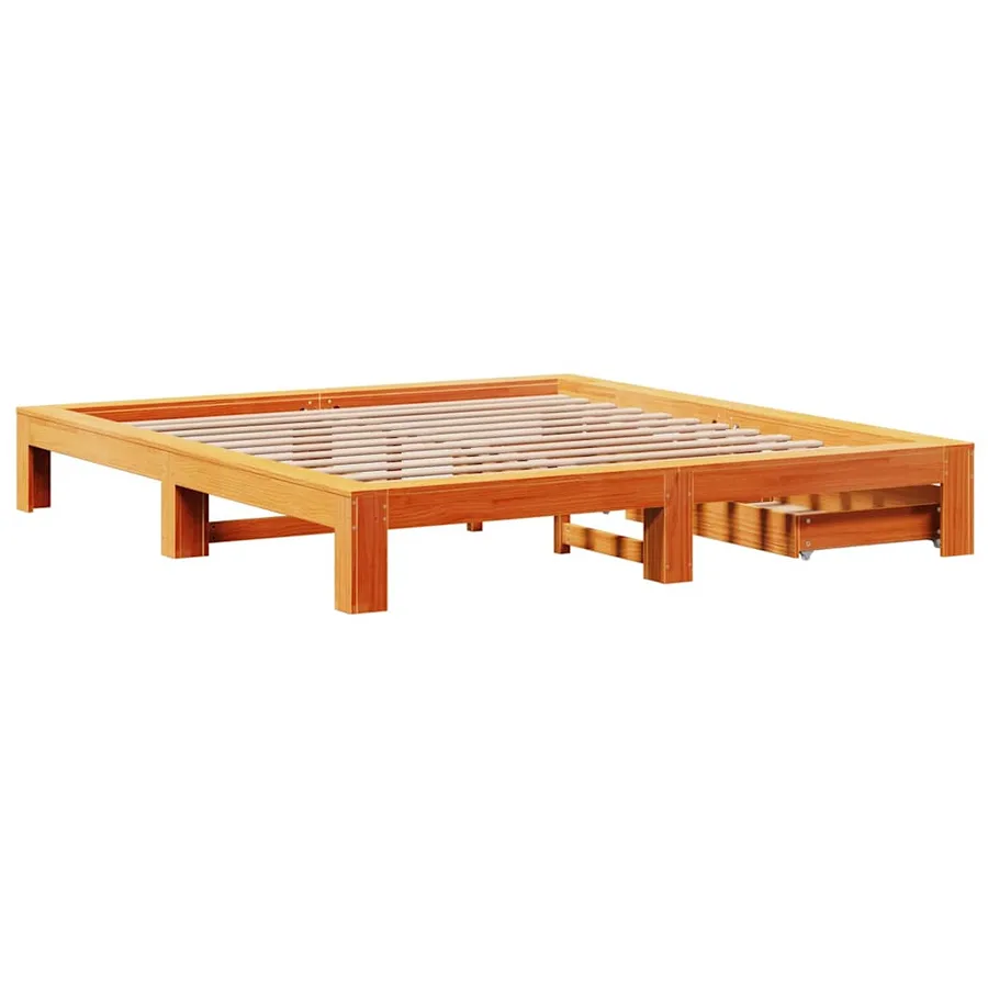 Cadre de lit sans matelas cire marron 180x200cm bois pin massif - 8