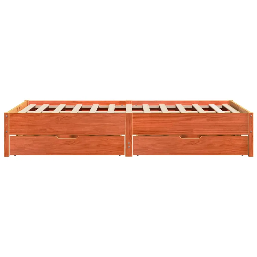 Cadre de lit sans matelas cire marron 160x200cm bois pin massif - 7