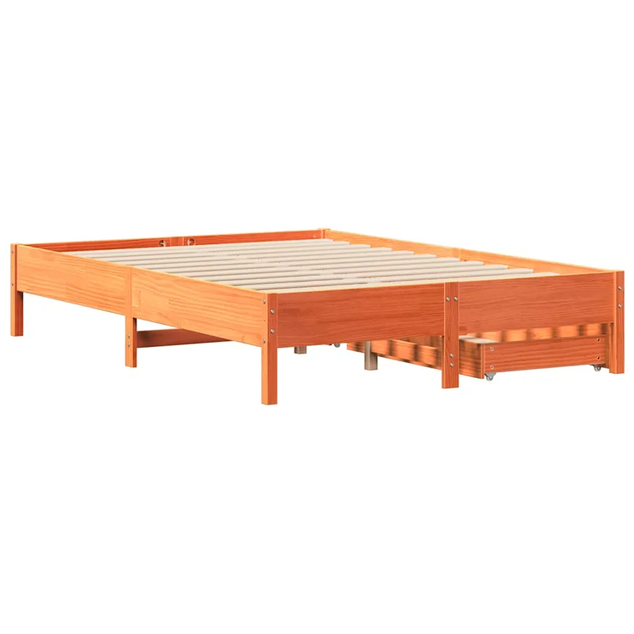 Cadre de lit sans matelas cire marron 140x200cm bois pin massif - 8