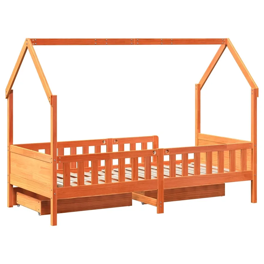Cadre de lit enfants avec tiroirs sans matelas 90x200 cm bois - 8