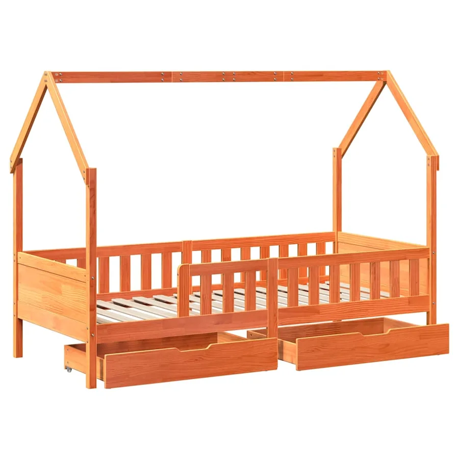 Cadre de lit enfants avec tiroirs sans matelas 90x200 cm bois - 9