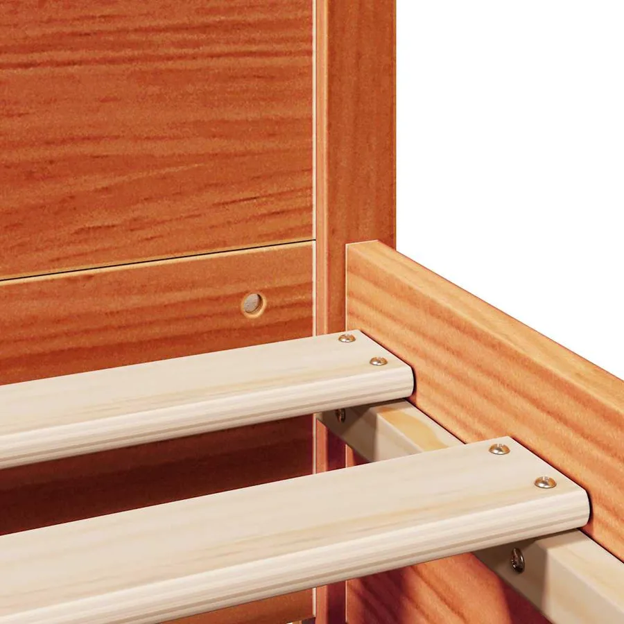 Cadre de lit sans matelas cire marron 160x200cm bois pin massif - 10