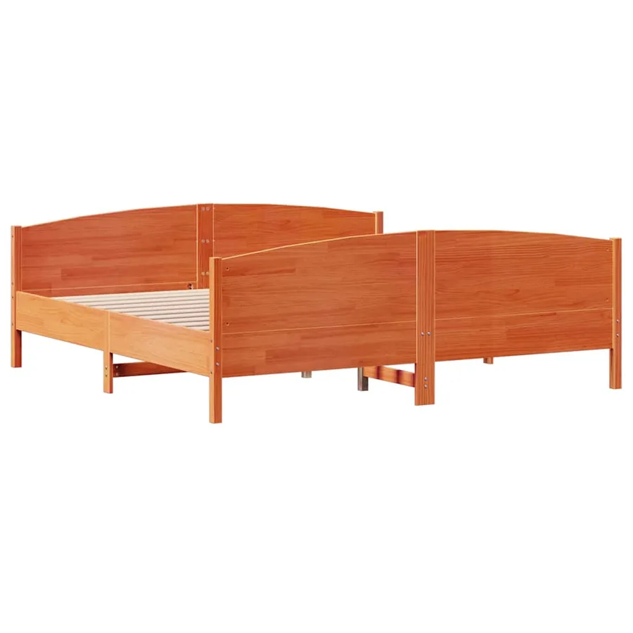 Cadre de lit sans matelas cire marron 160x200cm bois pin massif - 8