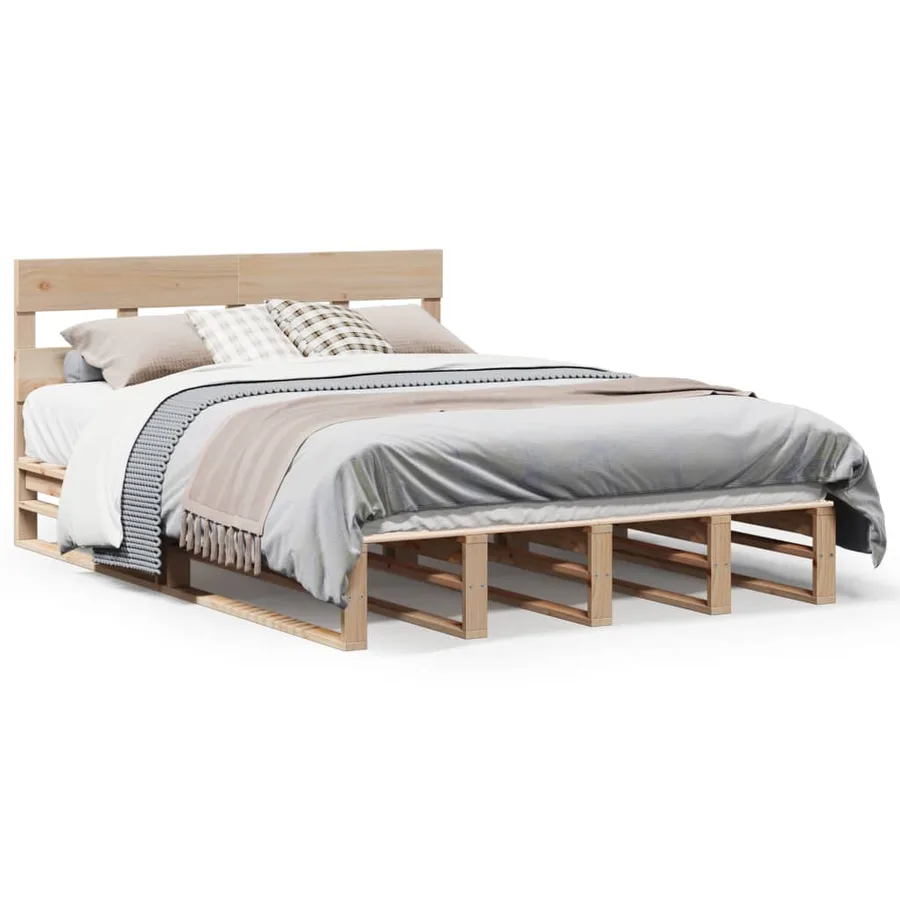 Cadre de lit sans matelas 140x200 cm bois massif de pin - 2