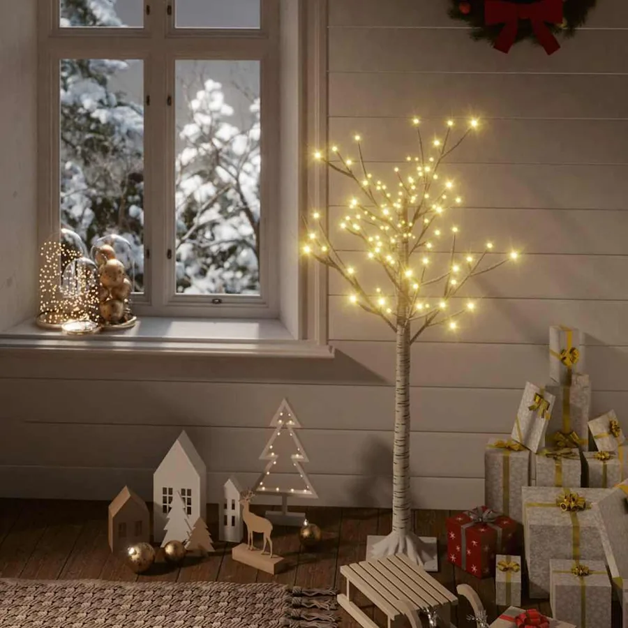Sapin de Noël 128 LED blanc chaud Saule 1,2 m Int/Ext