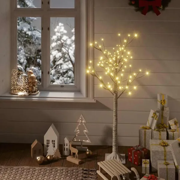 Sapin de Noël 128 LED blanc chaud Saule 1,2 m Int/Ext