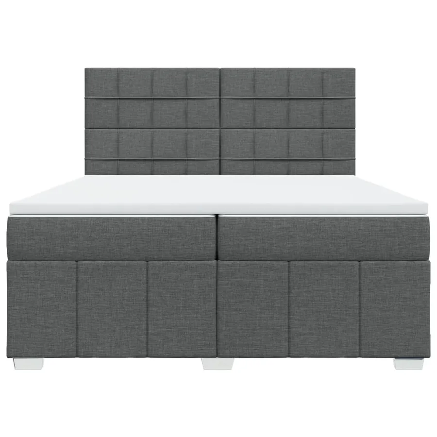 Sommier à lattes de lit avec matelas Gris foncé 200x200cm Tissu - 6