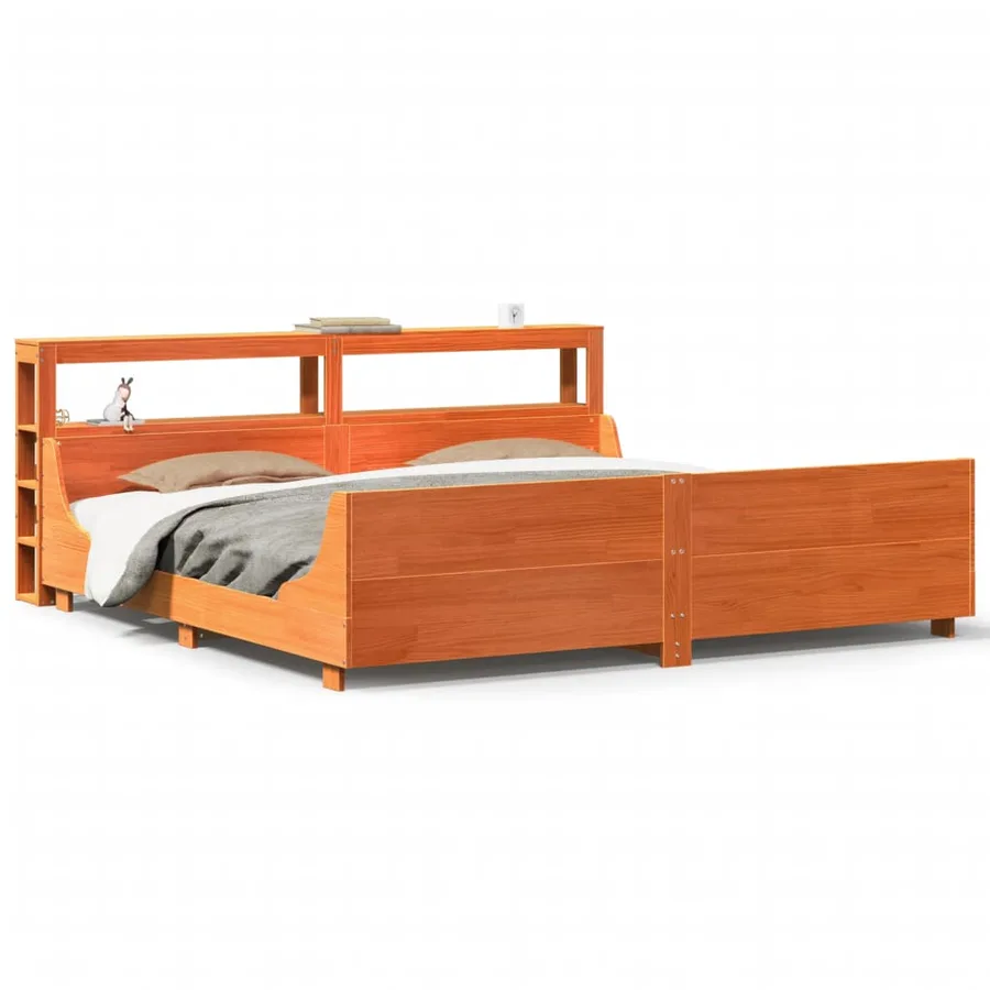 Cadre de lit sans matelas cire marron 180x200cm bois pin massif - 2