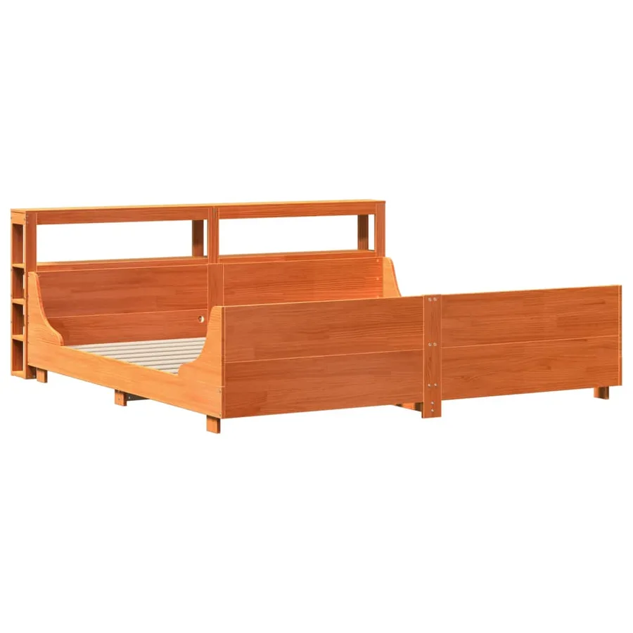 Cadre de lit sans matelas cire marron 180x200cm bois pin massif - 3