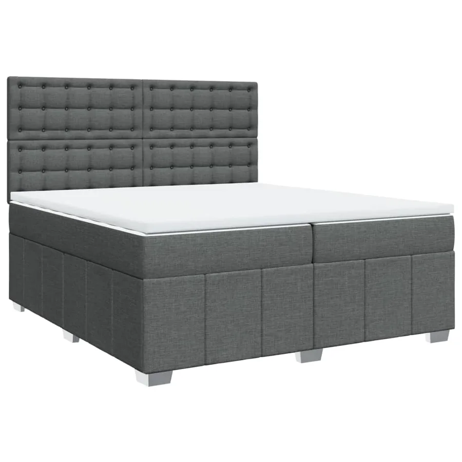 Sommier à lattes de lit avec matelas Gris foncé 200x200cm Tissu - 2