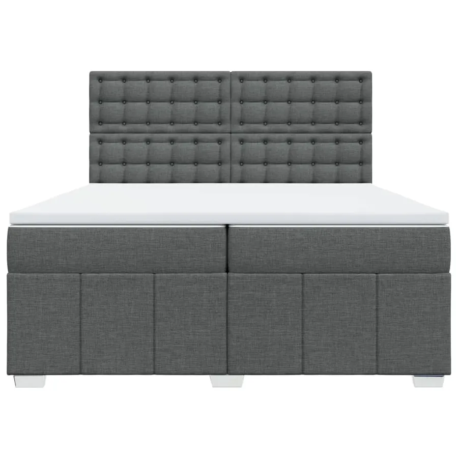 Sommier à lattes de lit avec matelas Gris foncé 200x200cm Tissu - 4