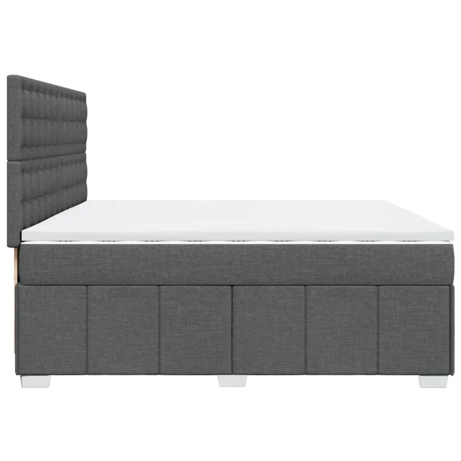Sommier à lattes de lit avec matelas Gris foncé 200x200cm Tissu - 5