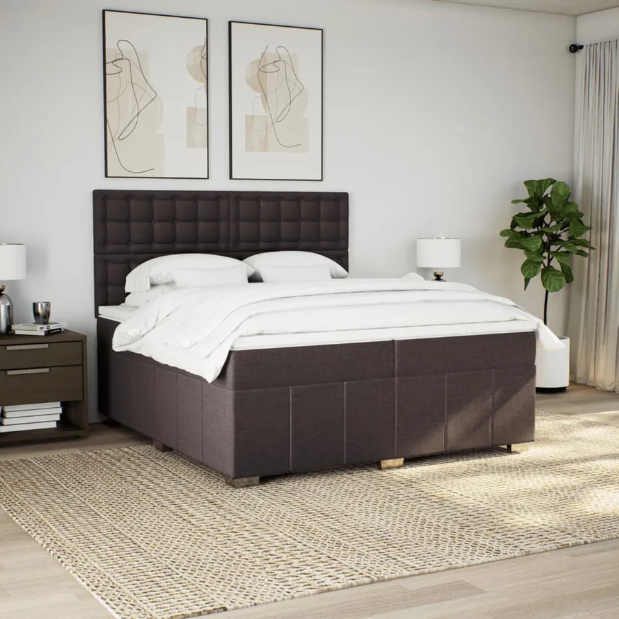 Sommier à lattes de lit avec matelas Marron foncé 200x200 cm - 3