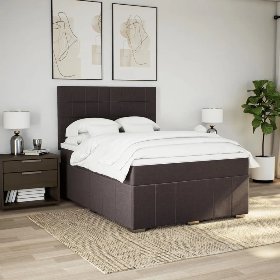 Sommier à lattes de lit avec matelas Marron foncé 140x200 cm - 5
