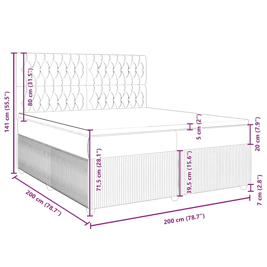 Sommier à lattes de lit et matelas Vert foncé 200x200cm Velours - 18