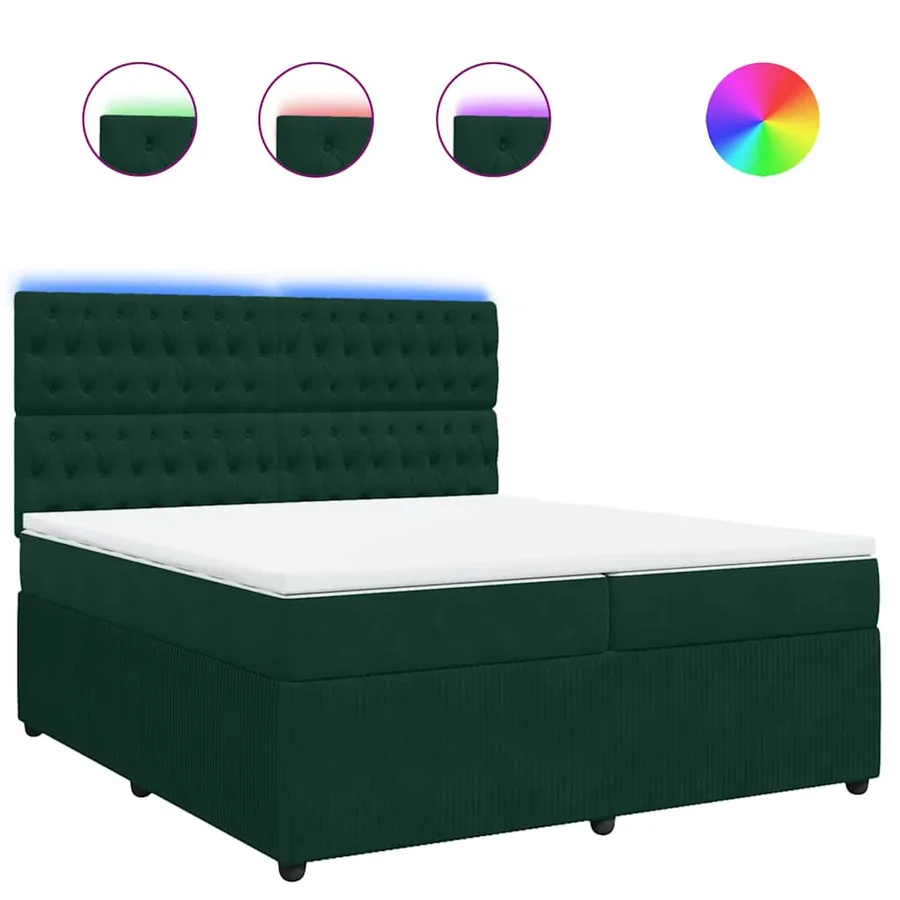 Sommier à lattes de lit et matelas Vert foncé 200x200cm Velours - 2