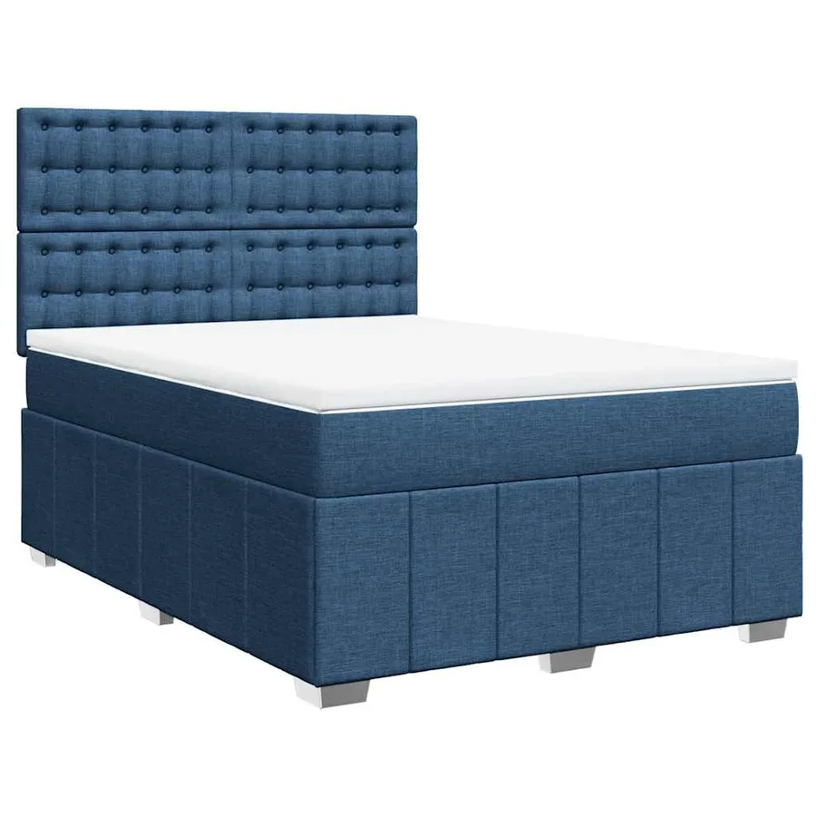 Sommier à lattes de lit avec matelas Bleu 140x190 cm Tissu - 2