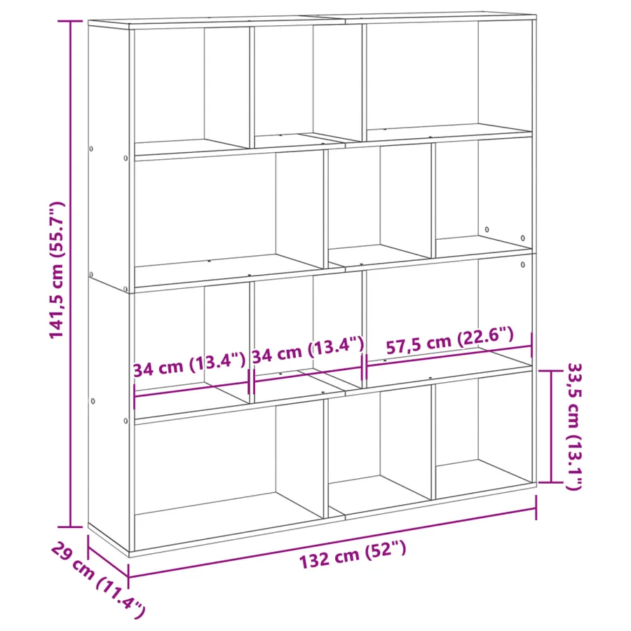 Bibliothèque vieux bois 132x29x141,5 cm bois d'ingénierie - 11