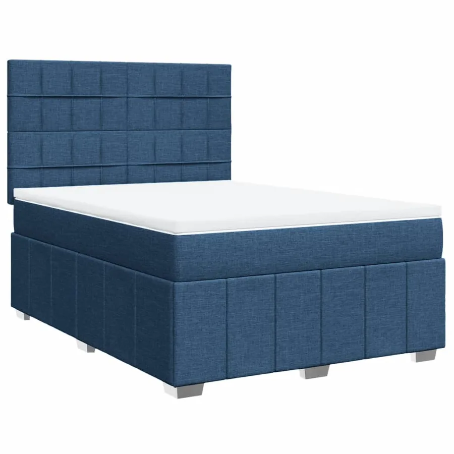 Sommier à lattes de lit avec matelas Bleu 140x200 cm Tissu - 2