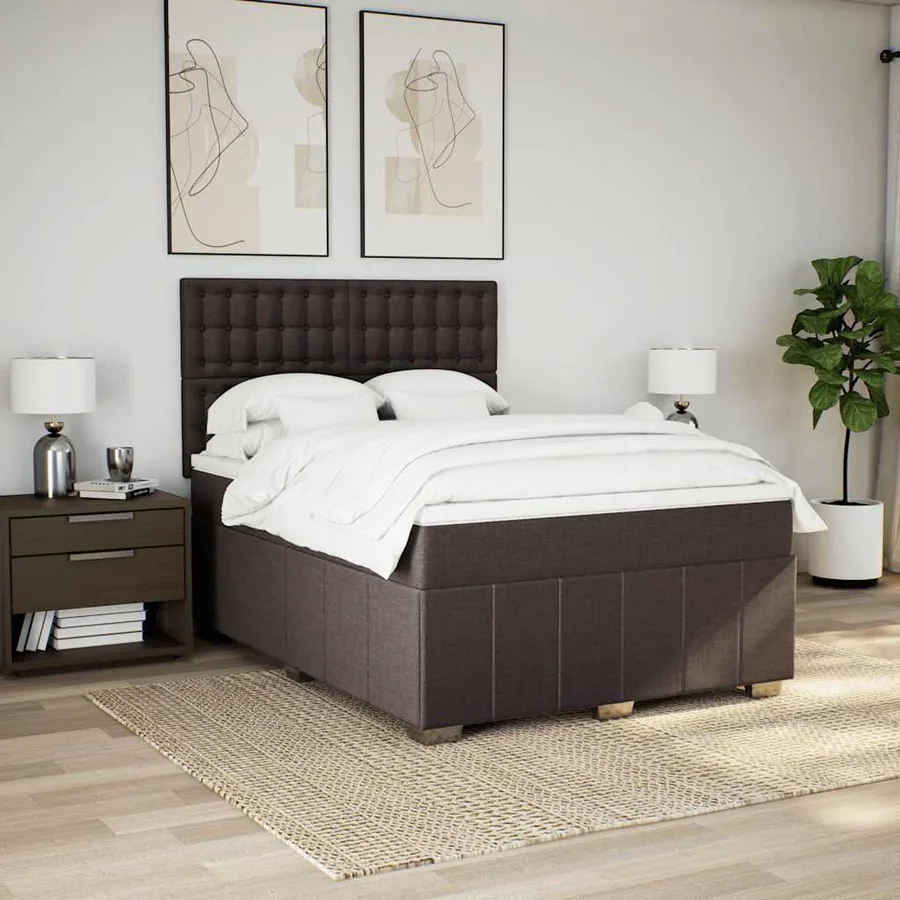 Sommier à lattes de lit avec matelas Marron foncé 140x190 cm - 5