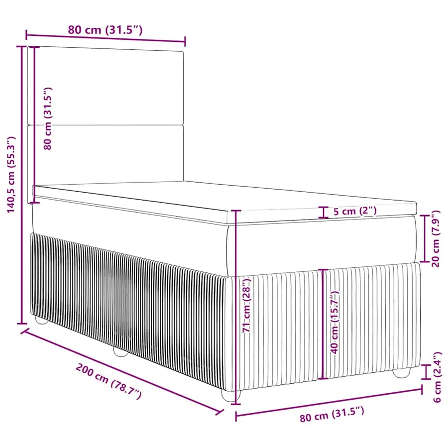 Sommier à lattes de lit avec matelas Taupe 80x200 cm Tissu - 13