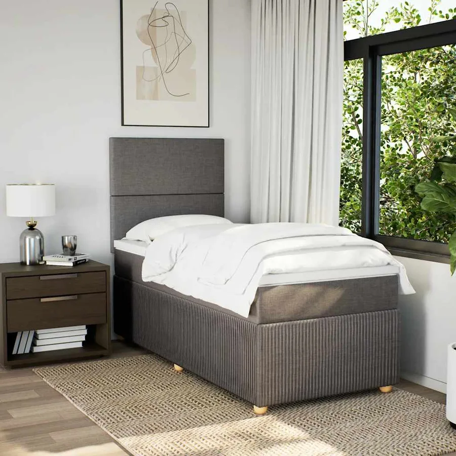 Sommier à lattes de lit avec matelas Taupe 80x200 cm Tissu - 3
