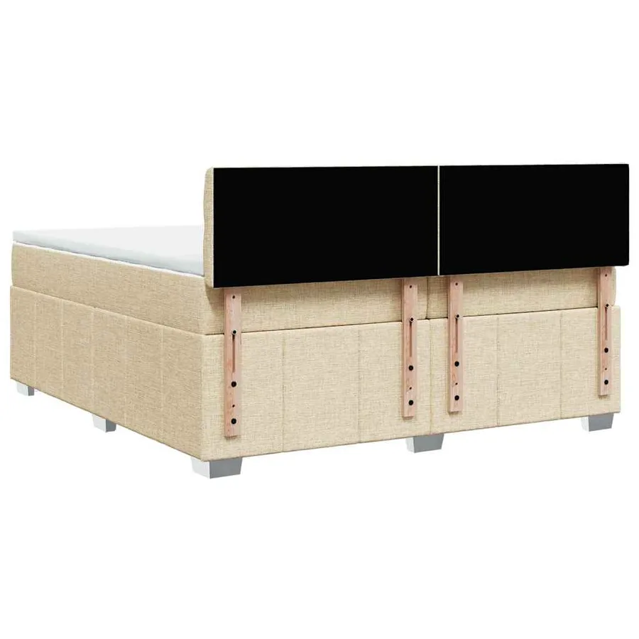 Sommier à lattes de lit avec matelas Crème 200x200 cm Tissu - 8