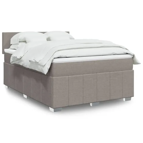 Sommier à lattes de lit avec matelas Taupe 140x190 cm Tissu