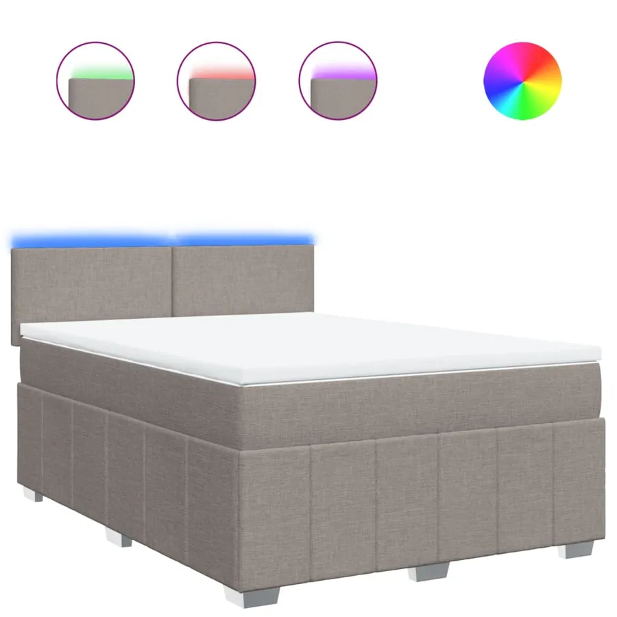 Sommier à lattes de lit avec matelas Taupe 140x190 cm Tissu - 2