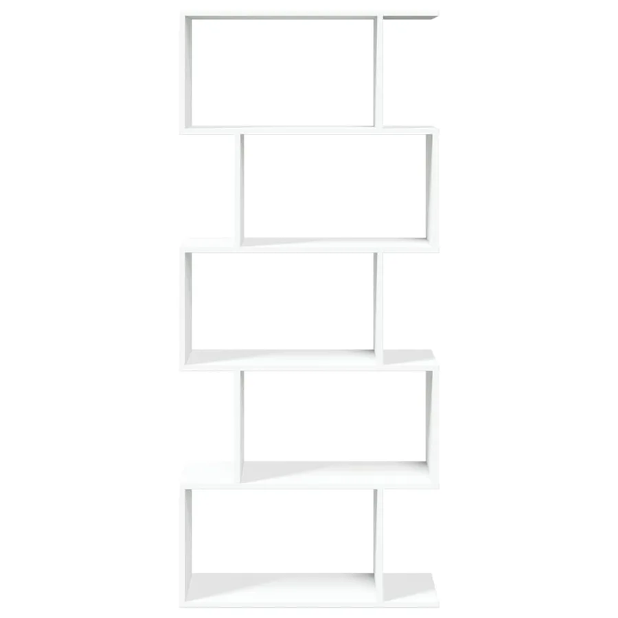 Bibliothèque séparateur de pièce à 5 niveaux Blanc 70 x 24 x 161 cm Bois d'ingénierie - 5