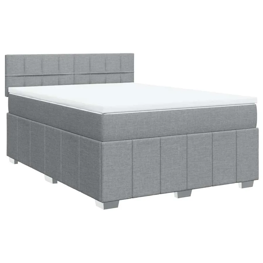 Sommier à lattes de lit avec matelas Gris clair 140x190cm Tissu - 2