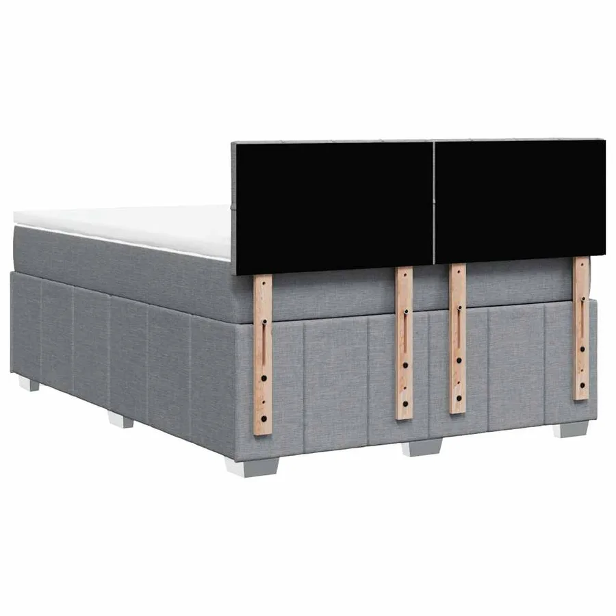 Sommier à lattes de lit avec matelas Gris clair 140x190cm Tissu - 6