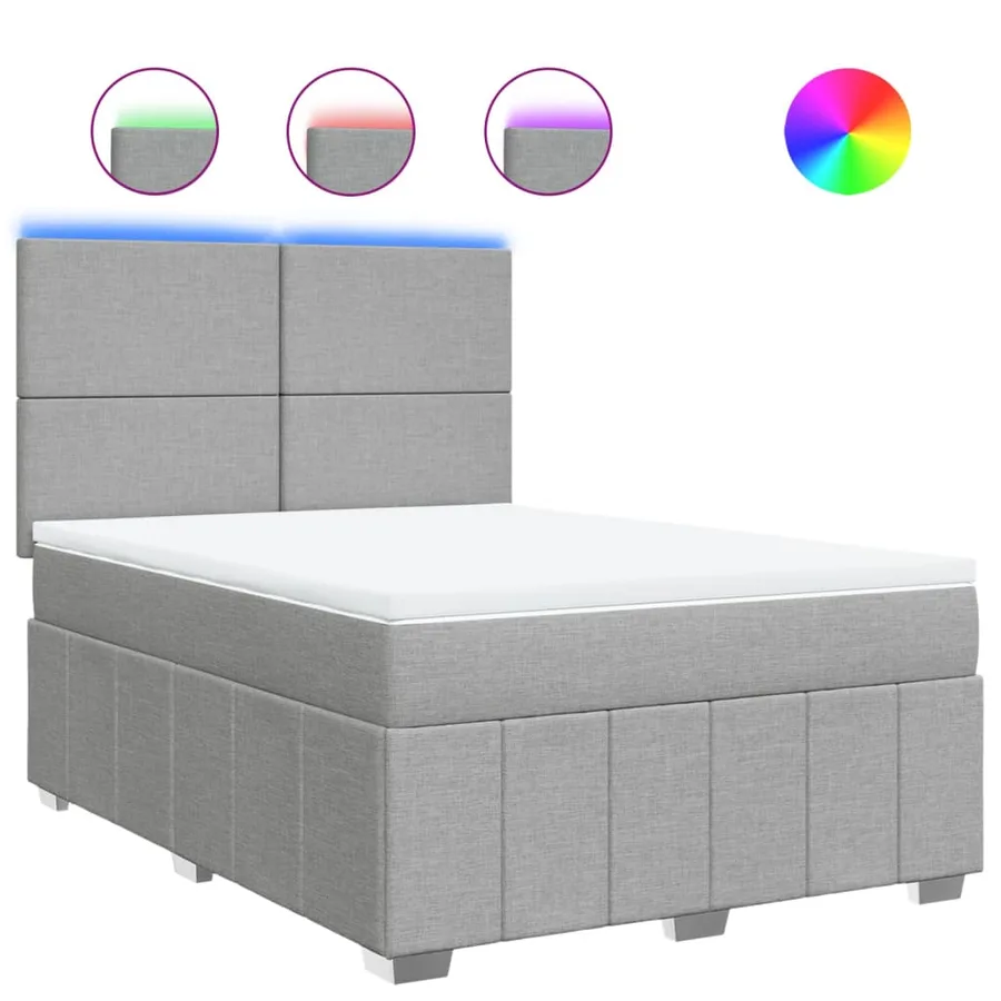 Sommier à lattes de lit avec matelas Gris clair 140x190cm Tissu - 2