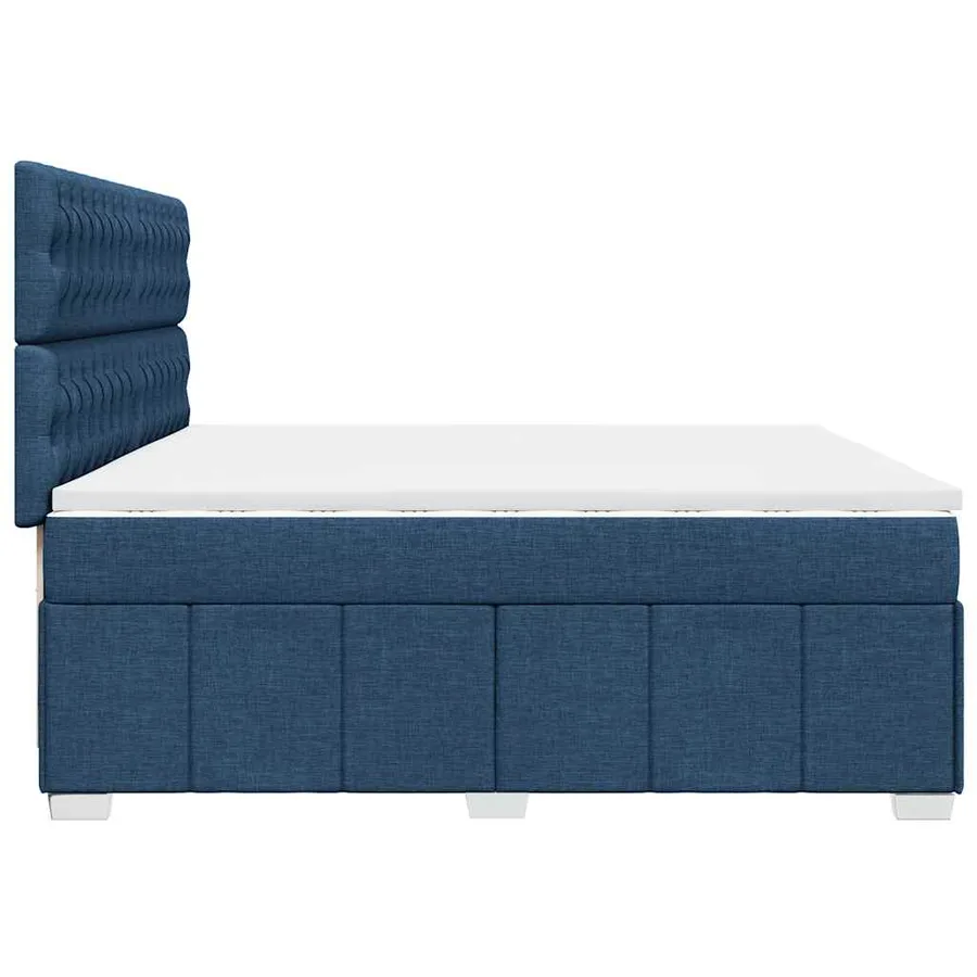 Sommier à lattes de lit avec matelas Bleu 200x200 cm Tissu - 7